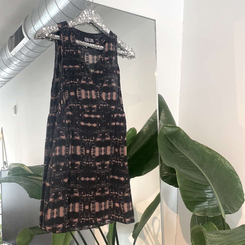 Vena Cava Printed Bleach Style Pattern Mini Dress - image 1